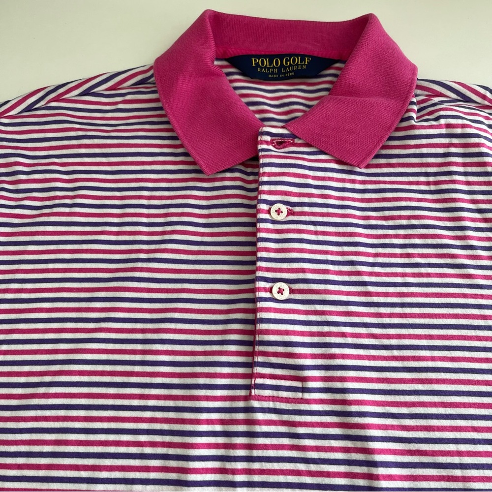 Polo Golf‎ Ralph Lauren Men’s Purple Pink Stripe Short Sleeve Polo Small